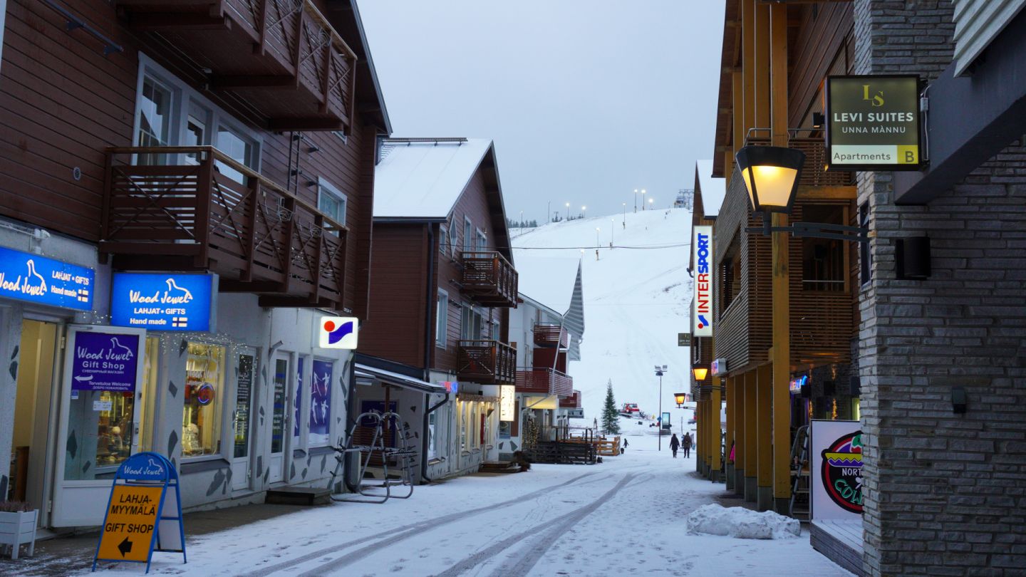 The streets of Levi ski resort in winter