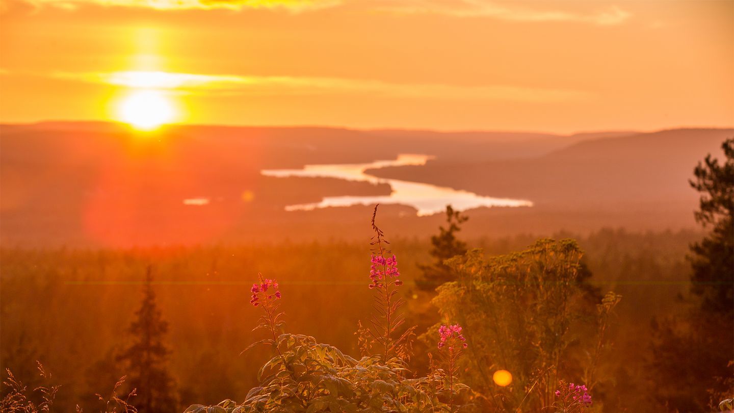 Midnight Sun over Finnish Lapland