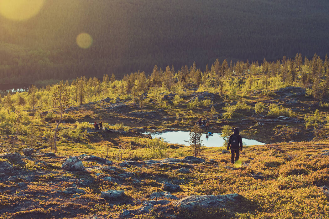 Hiking in Lemmenjoki National Park, the largest in Finland