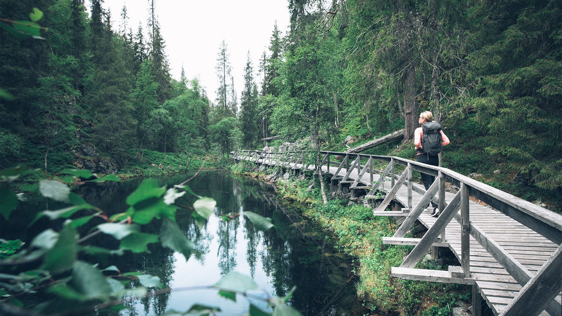 Hiking through a national park; sustainable tourism in Finnish Lapland