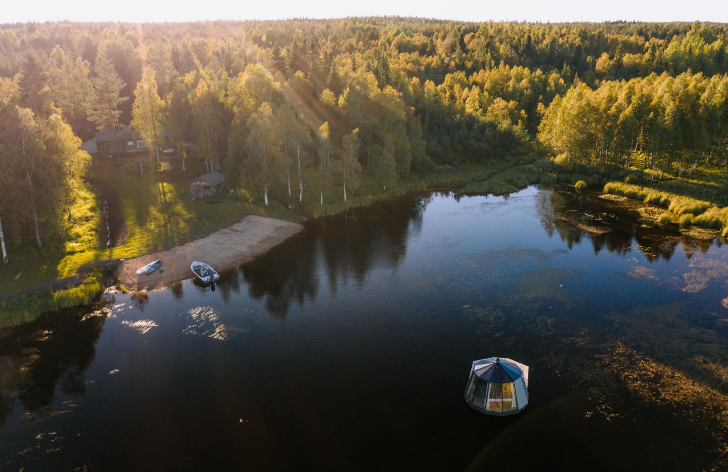 Floating igloo at Ollero Eco Lodge in Finnish Lapland