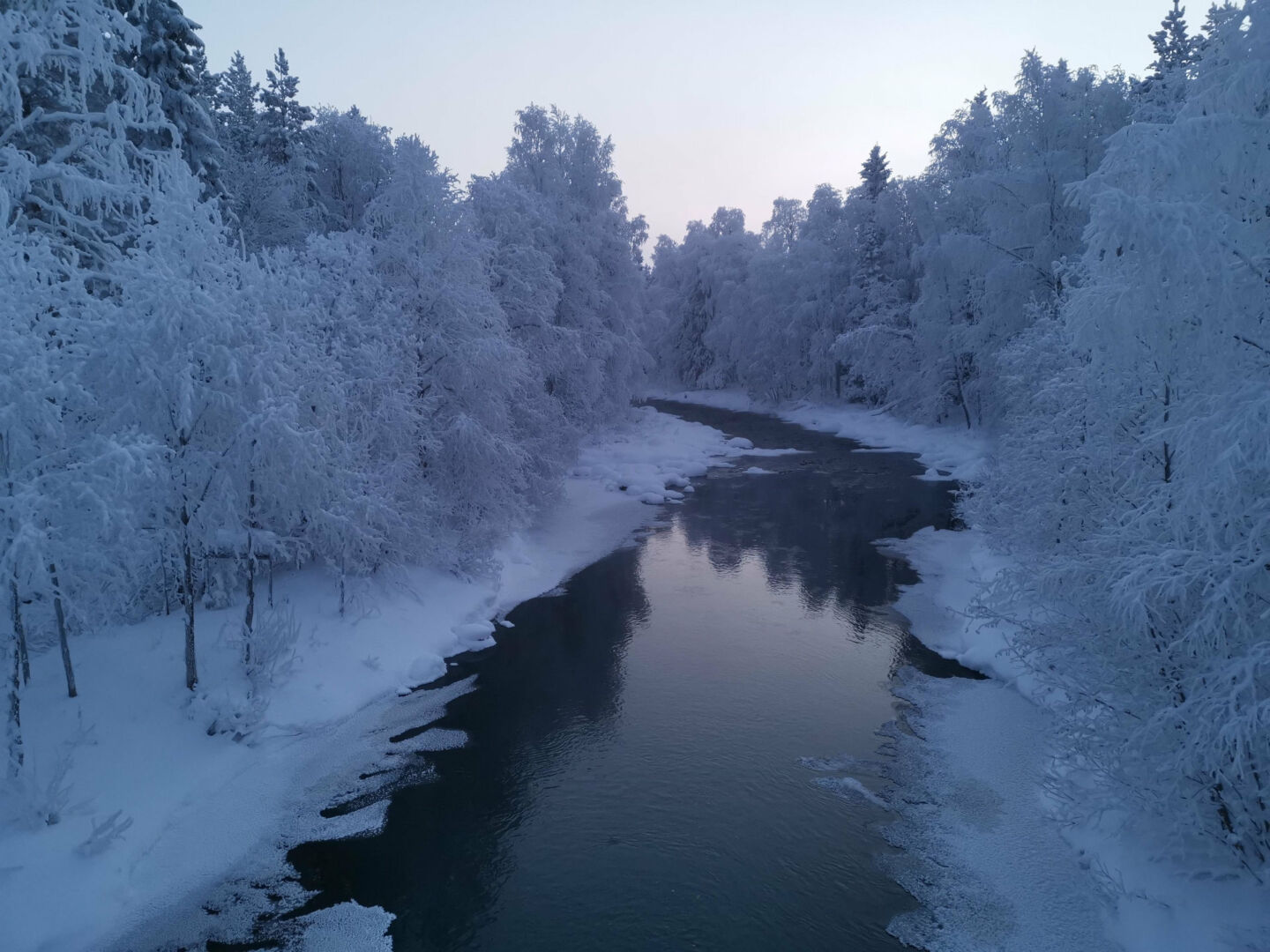 A wintry river in Posio, Finland
