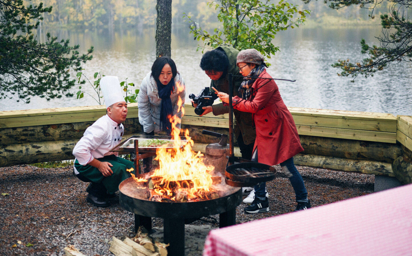 Outdoor cooking with Chongqing Cuisines in Finnish Lapland