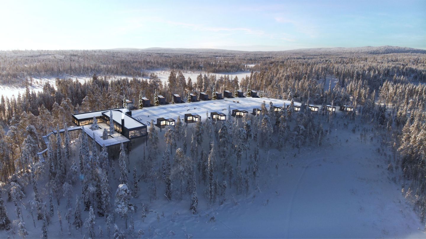 Aerial view of Kalliojärvi Arctic Resort