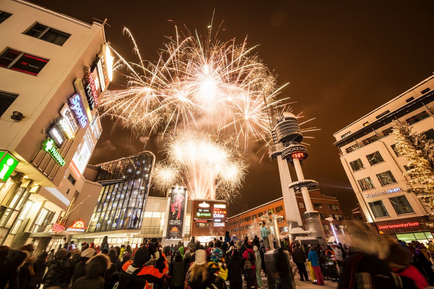 Fireworks over Rovaniemi, Finland