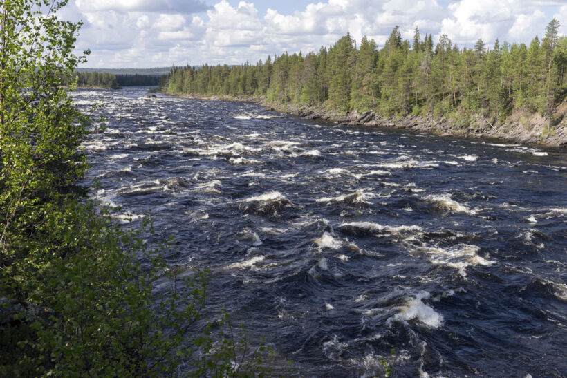 Summer scene atAijakoski rapids in Muonio, a Finnish Lapland filming location