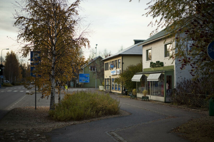 Street view of the retro town of Sodankylä, a filming location in Finnish Lapland