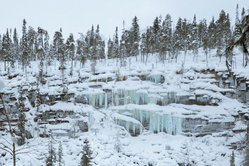 Winter waterfalls at the Korouoma Canyon in Posio, a Finnish Lapland filming location