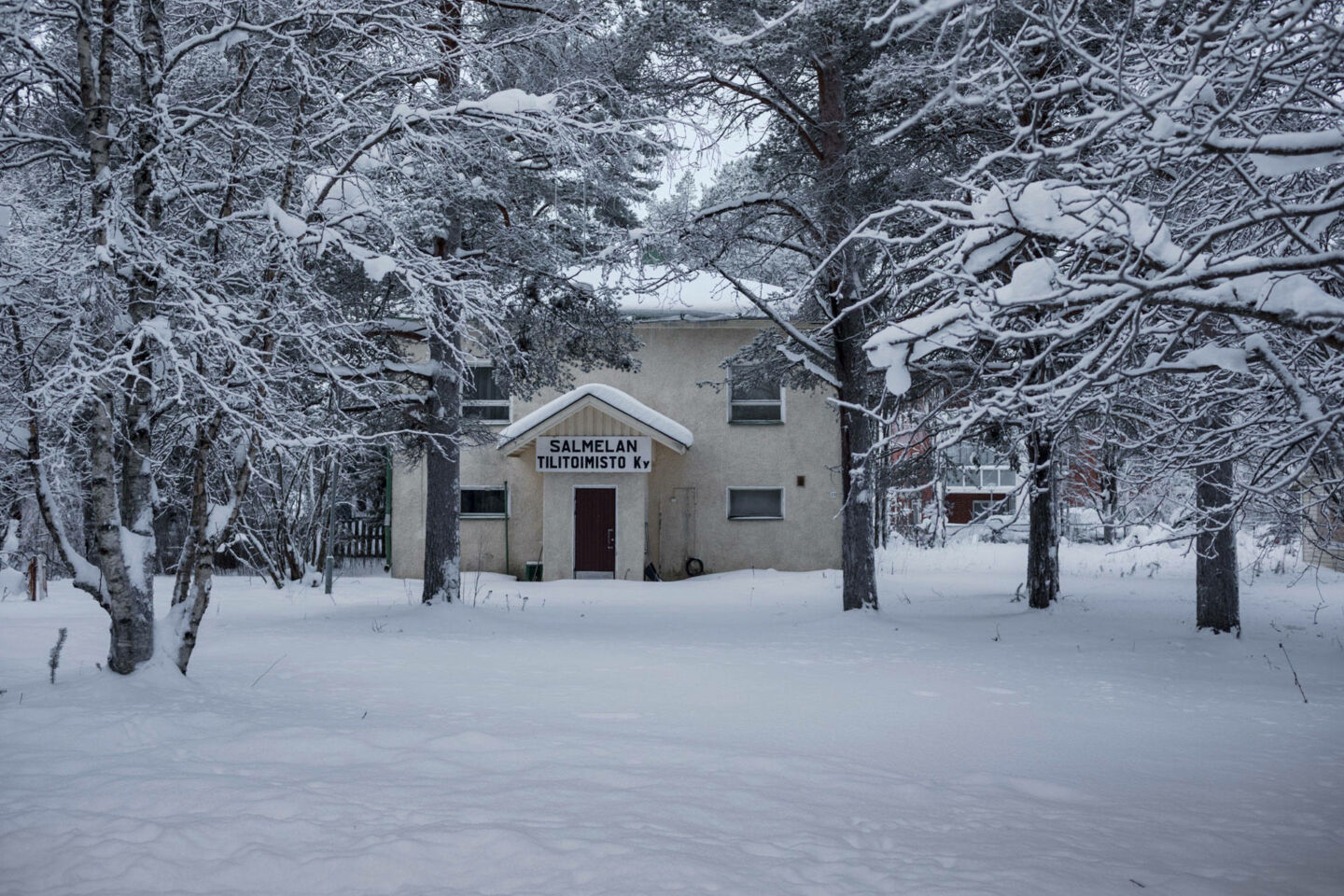 Old building in the retro town of Sodankylä, a filming location in Finnish Lapland