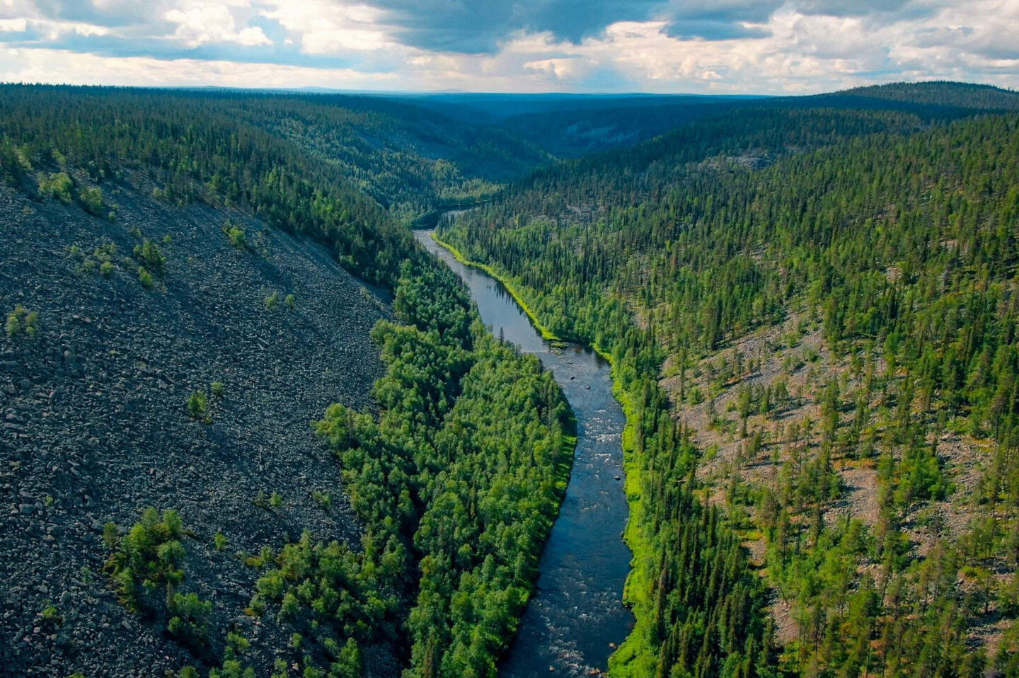 The river that runs through Nuortti Canyon in Savukoski, a Finnish Lapland wilderness filming location