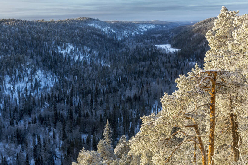 Winter view of the Korouoma Canyon in Posio, a Finnish Lapland filming location