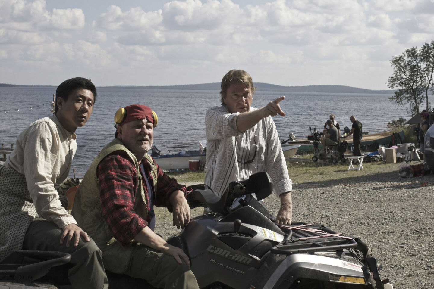 Director Mika Kaurismäki on set of Master Cheng, in Finnish Lapland