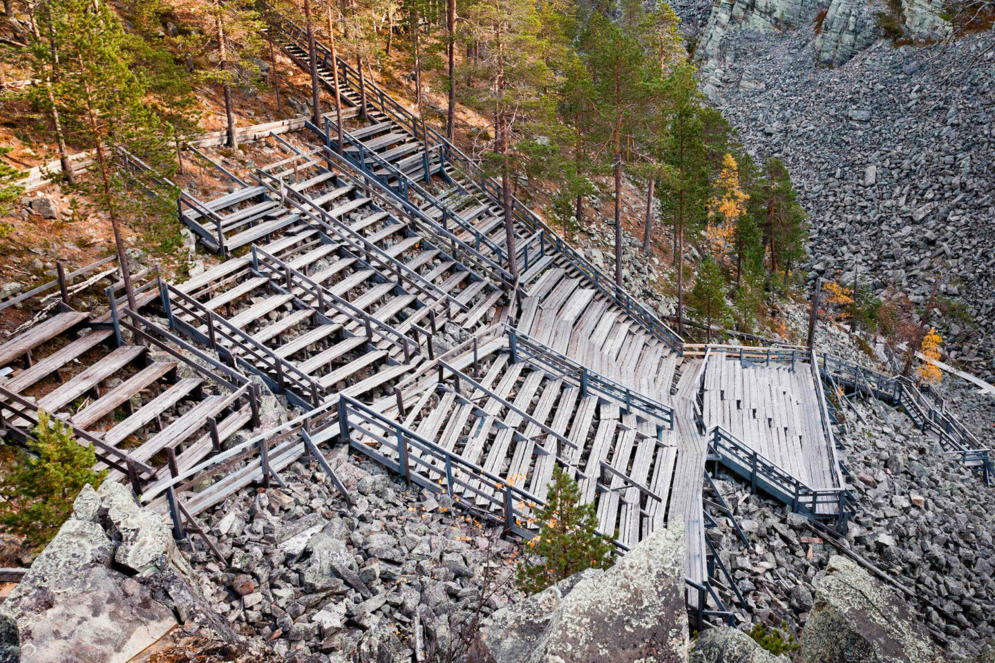Stands at the amphitheater in the stony gorge in Pyhä in Pelkosenniemi, a filming location in Finnish Lapland