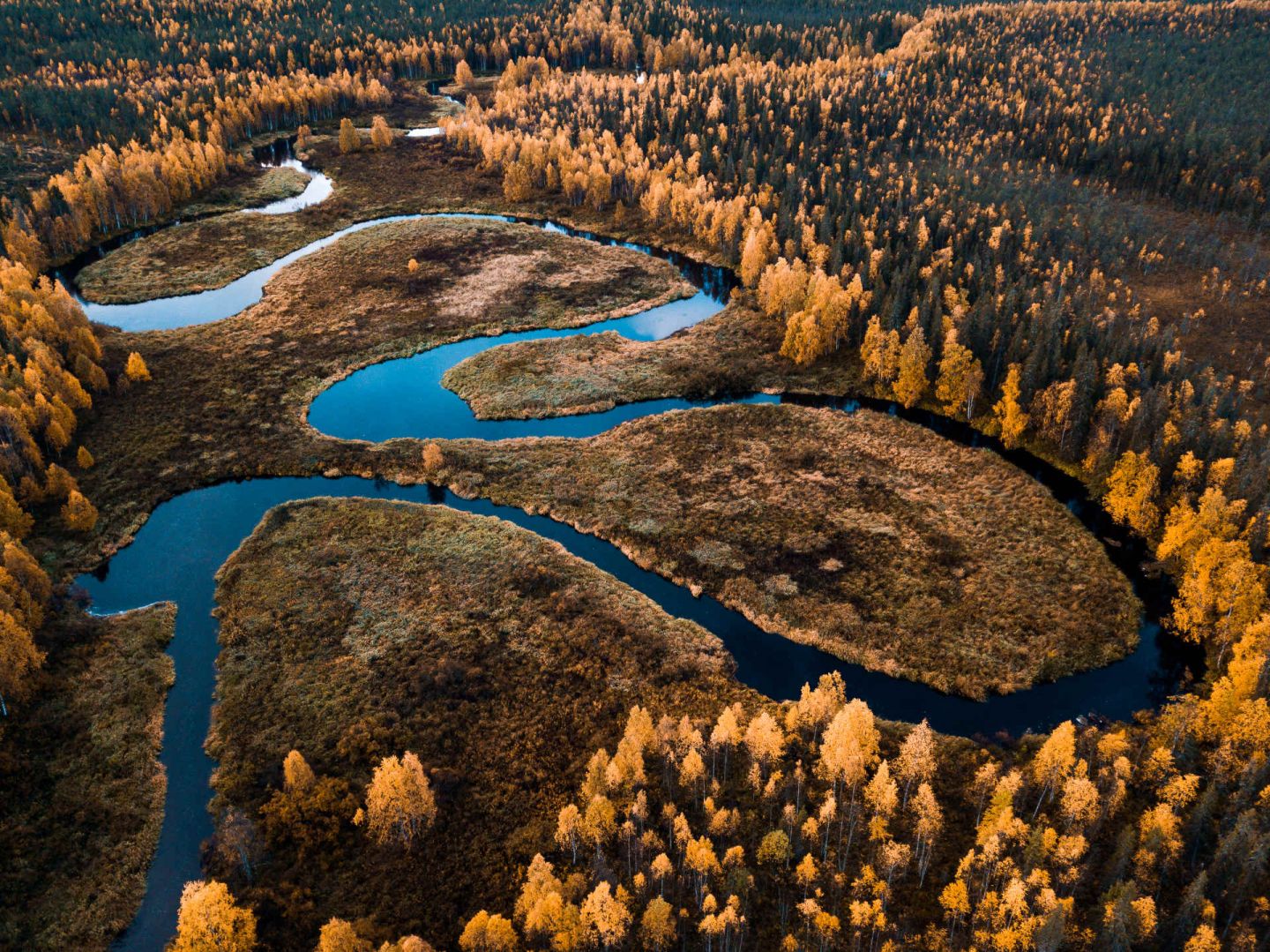 A river runs through the wilderness in Salla, Finland