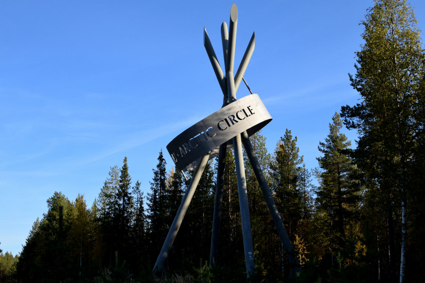 An Arctic Circle marker near Suomu ski resort in Kemijärvi in Finnish Lapland