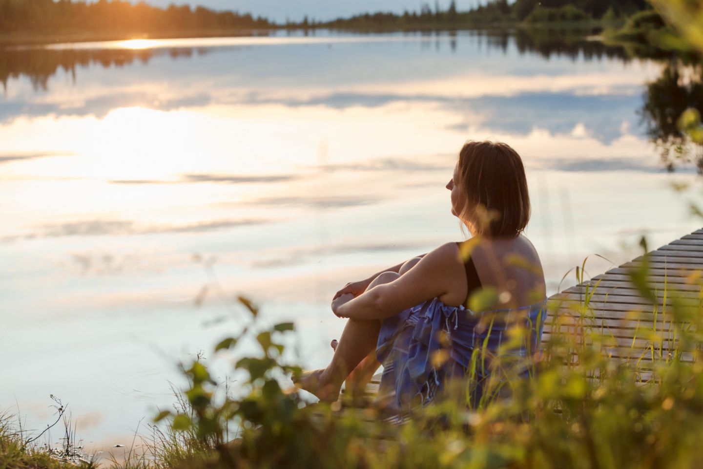 A relaxing evening on the shore in Salla, Finland