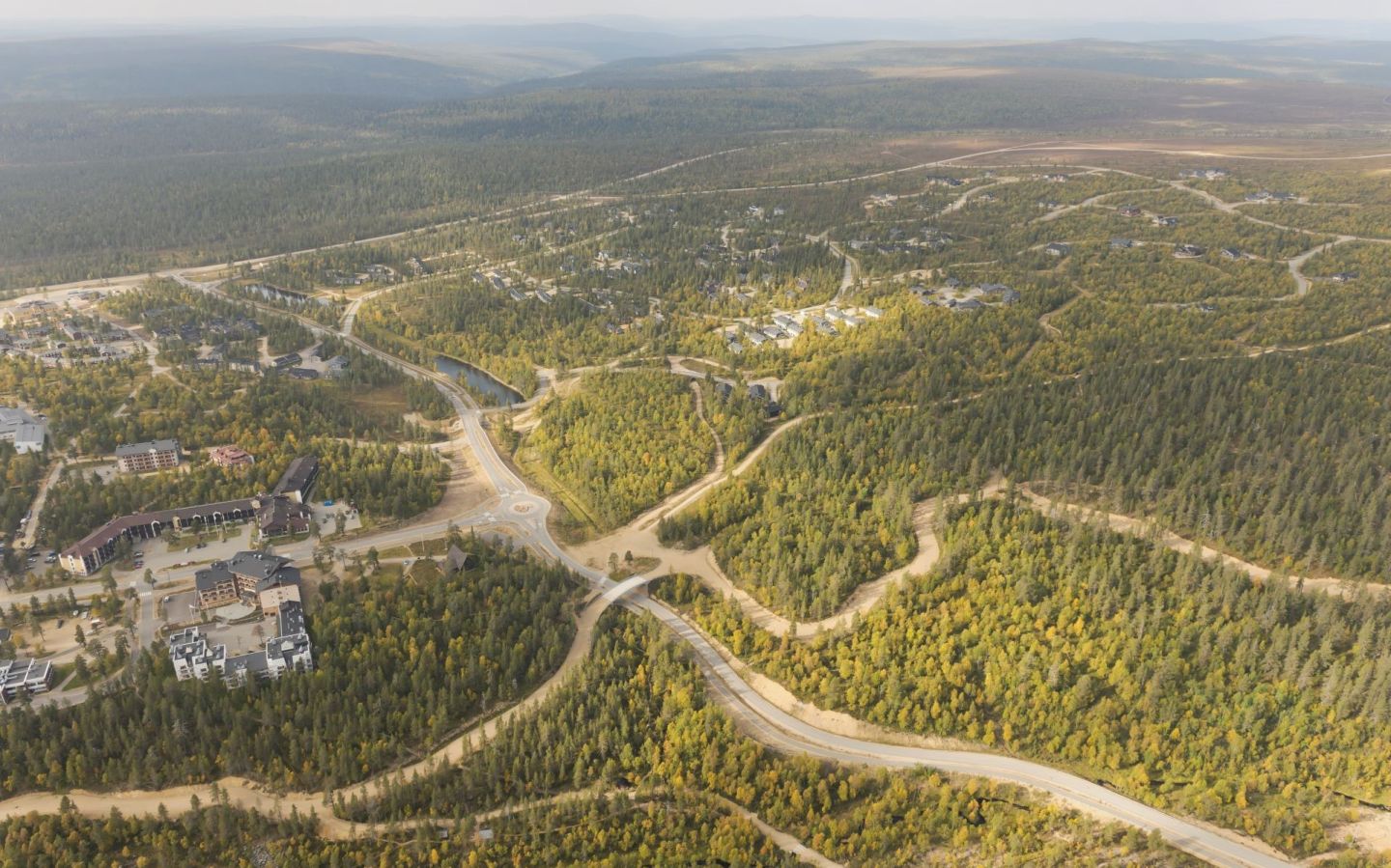 Investointikohde ilmakuva hotelli Kaunispää-hanke Saariselällä