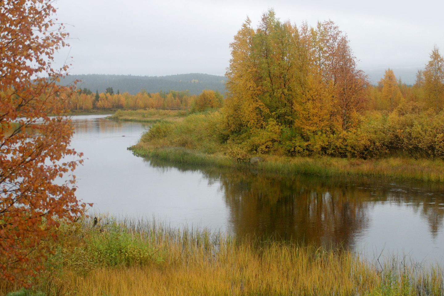 Äkäsjoki River in Kolari, Lapland, Finland in autumn