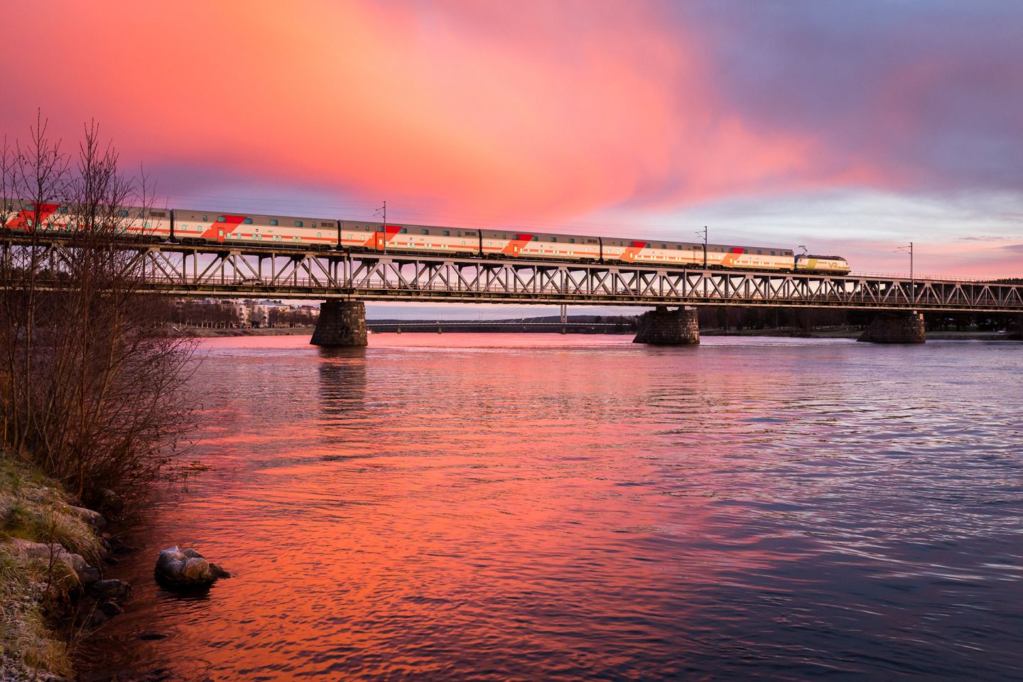 Ounaskoski Bridge in Rovaniemi, Lapland, Finland