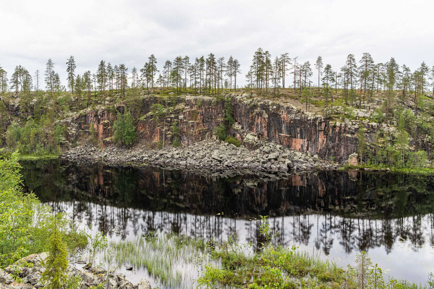 The river, forest and ravine at Salmijoki river in Salla, a Finnish Lapland filming location