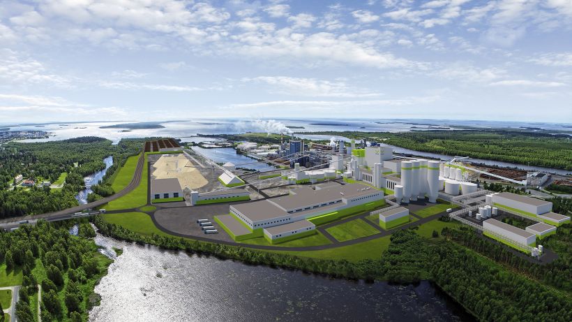 A digital picture of the planned bioproduct mill by Metsä Fibre in Kemi