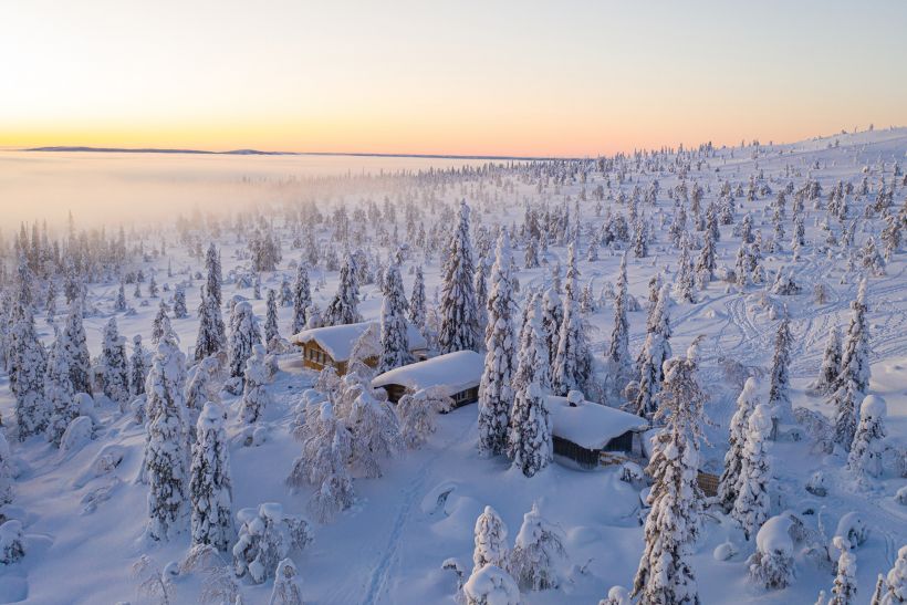 Crown snow-load in Riisitunturi National Park in Posio, Lapland, Finland
