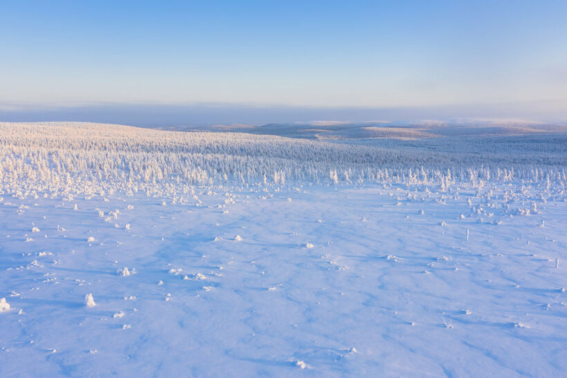 A snowy winter day on the hills in Inari, a Finnish Lapland filming location