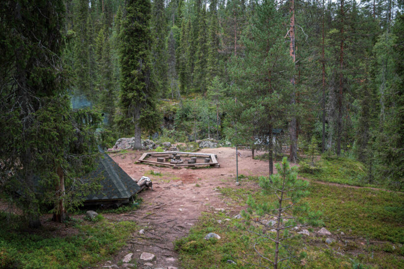 The river, forest and ravine at Salmijoki river in Salla, a Finnish Lapland filming location