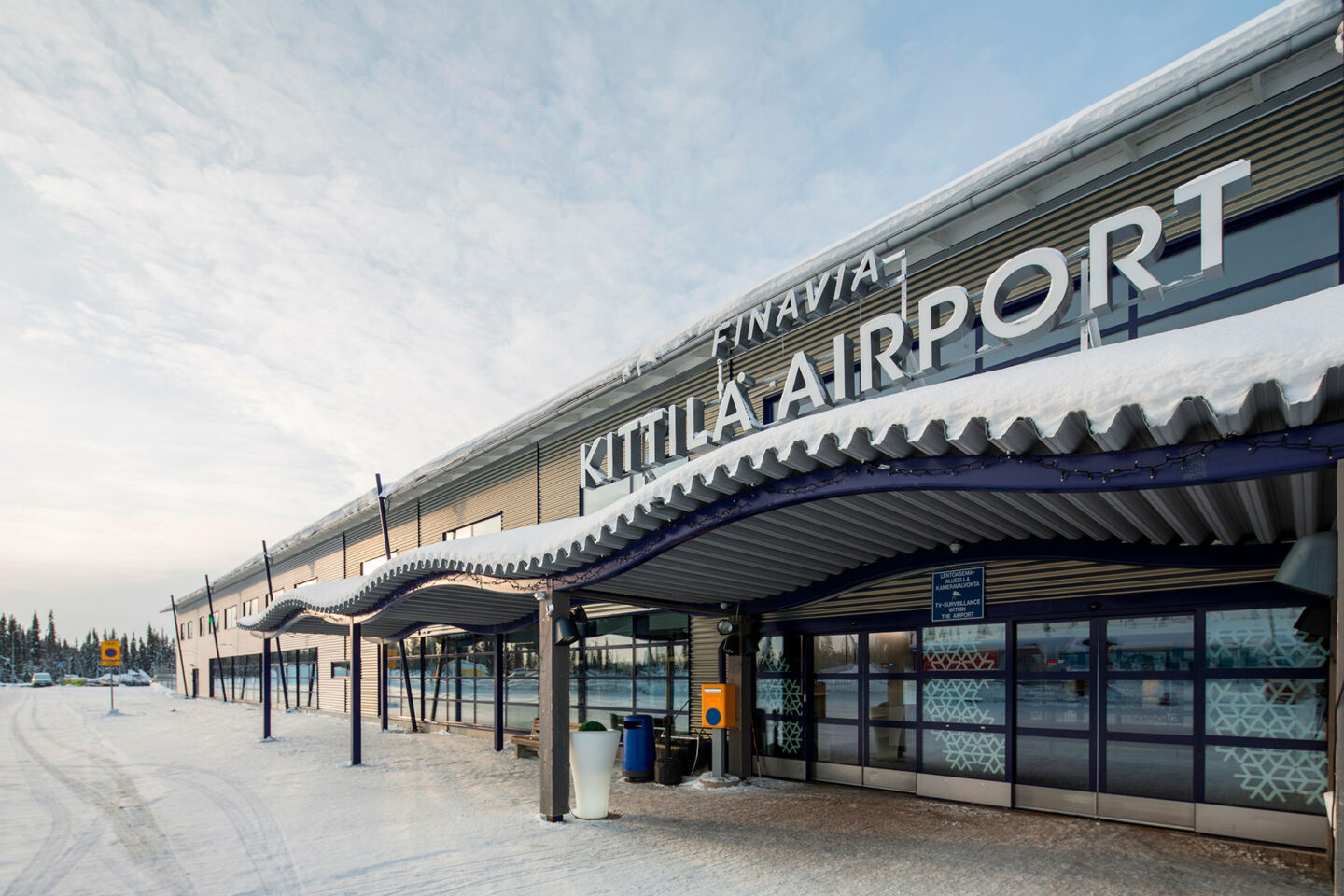 Outside the the Kittilä Arctic Airport, a filming location in Finnish Lapland