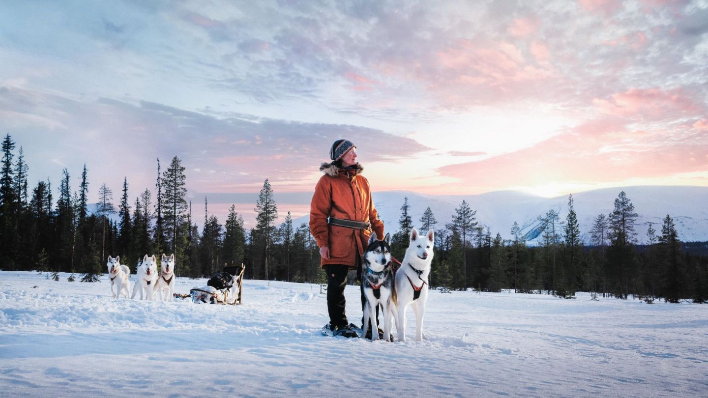 Aksana Kurola, entrepreneur of Yoga Nature, with her husky dog