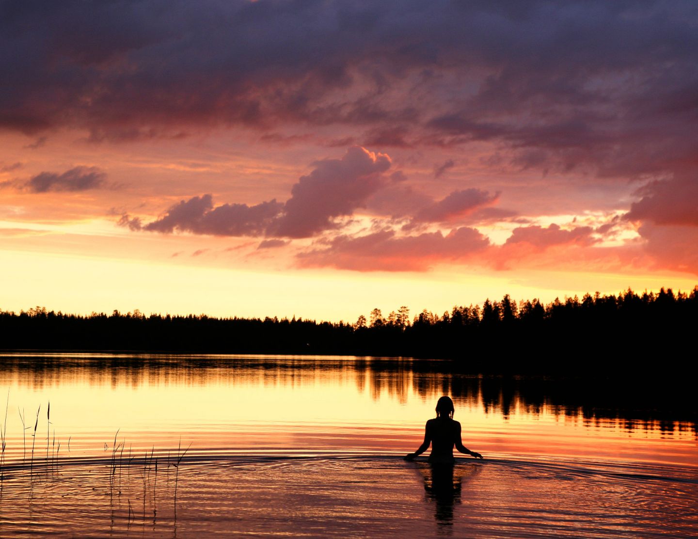 Going for a swim in Ruka-Kuusamo, Finland