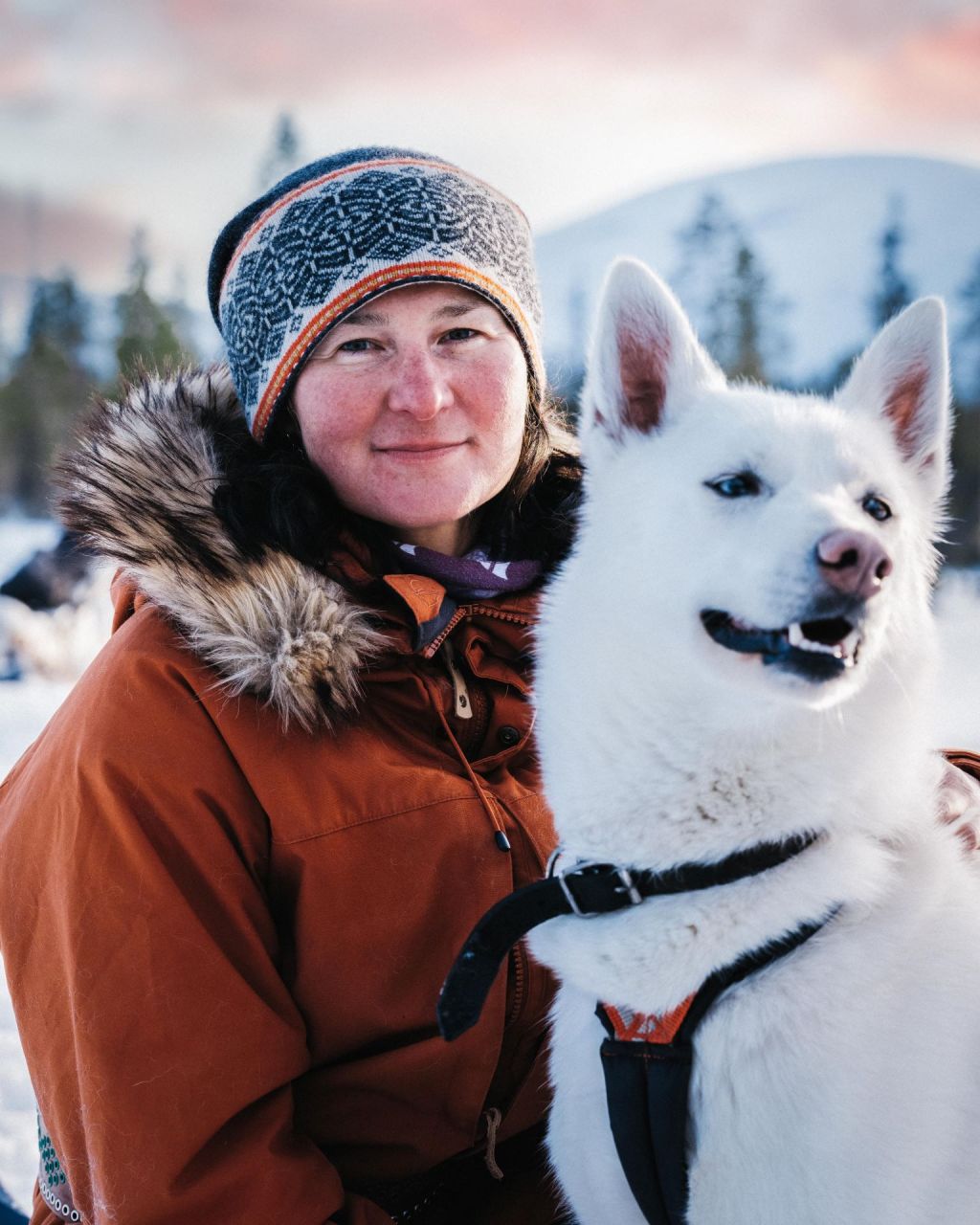 Aksana Kurola, entrepreneur of Yoga Nature, with her husky dog