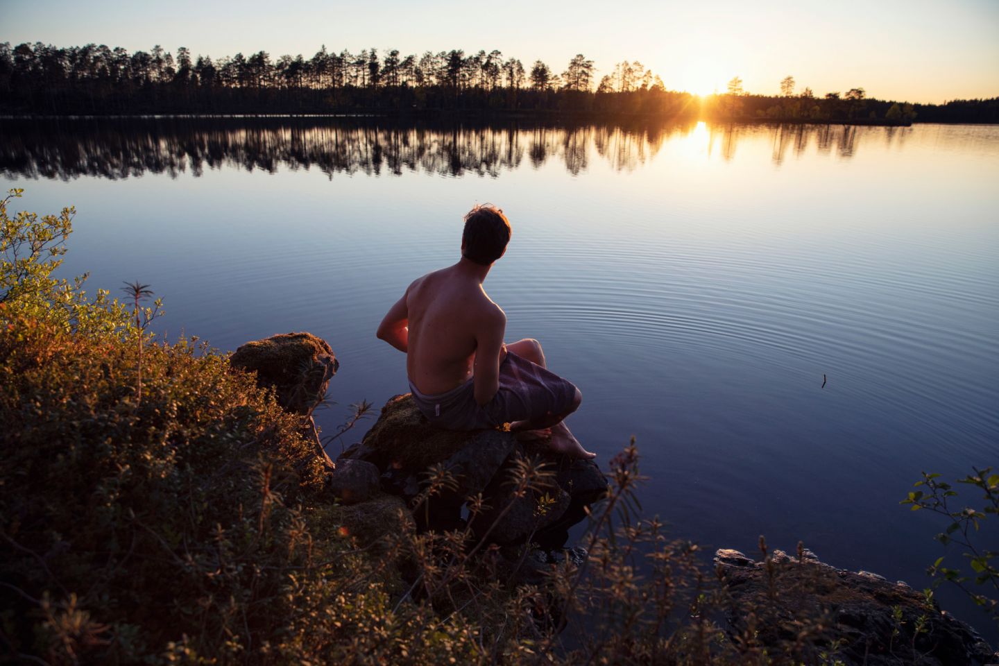 Enjoying the beach in Finnish Lapland