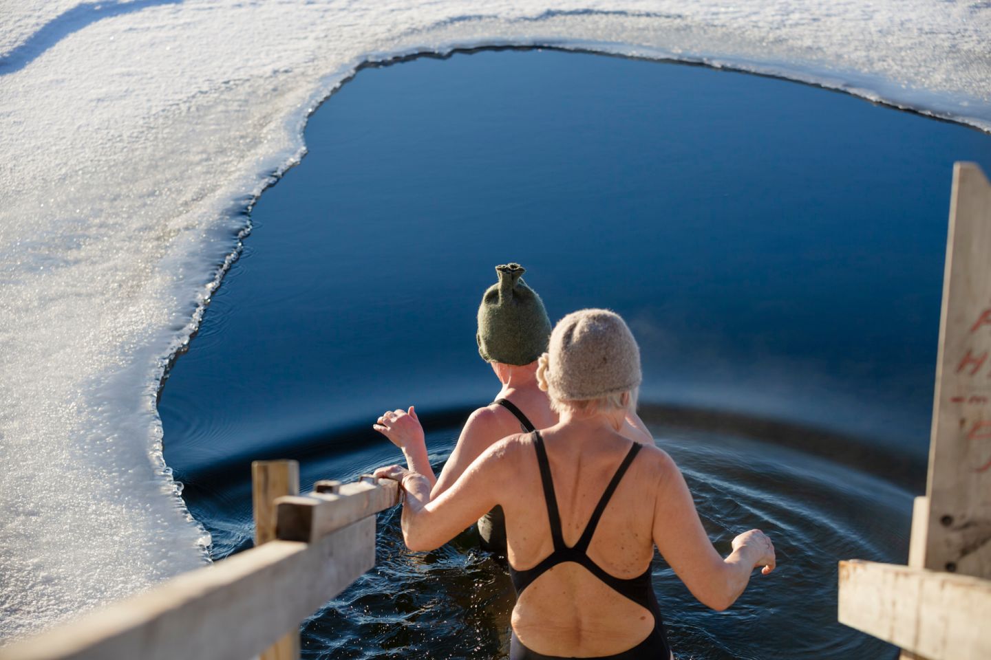 Ice-swimming in Salla, Finland