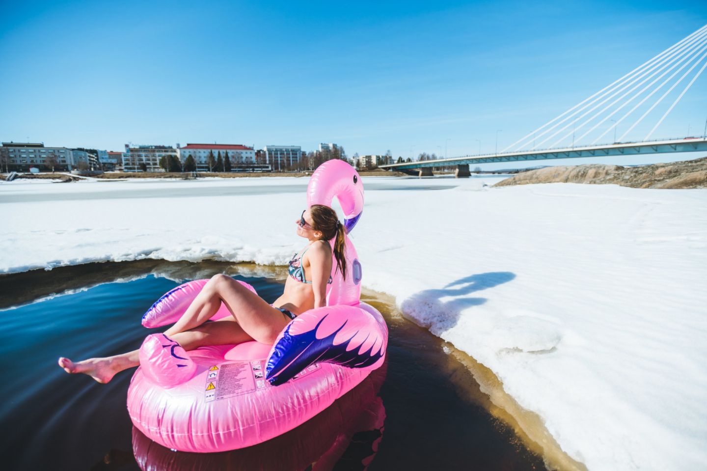 Enjoying a spring beach holiday in Rovaniemi, FInland