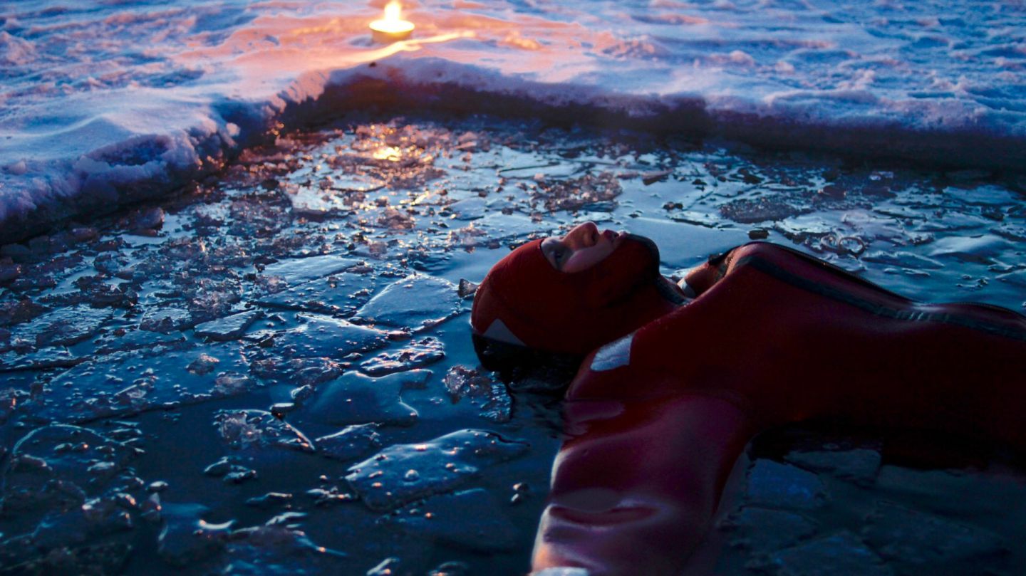 Ice-floating in Rovaniemi, Finland