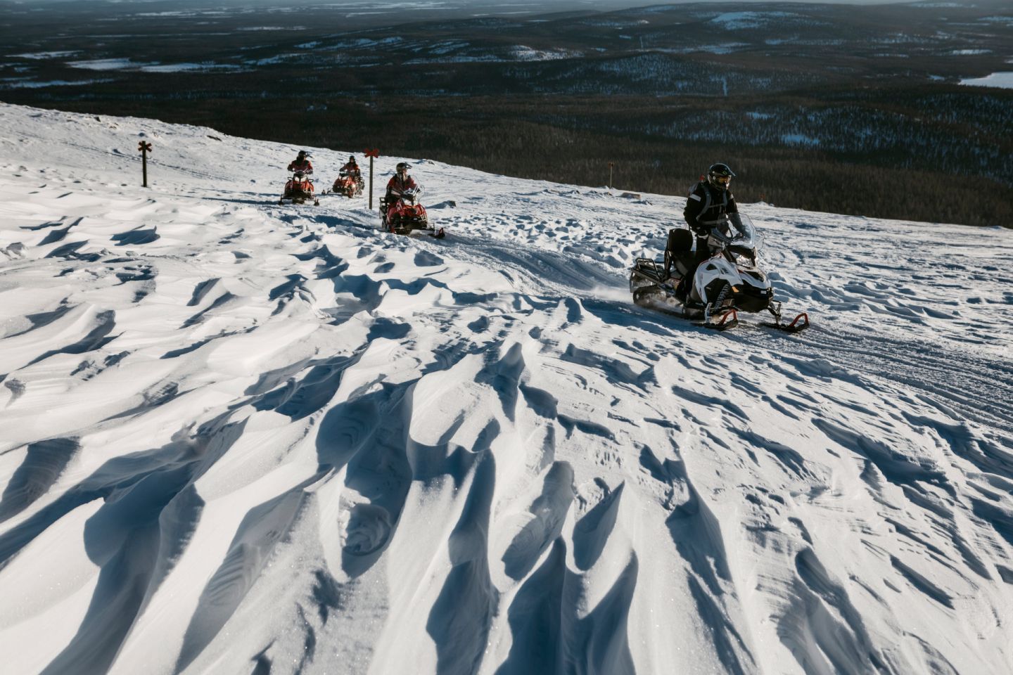 Driving snowmobile