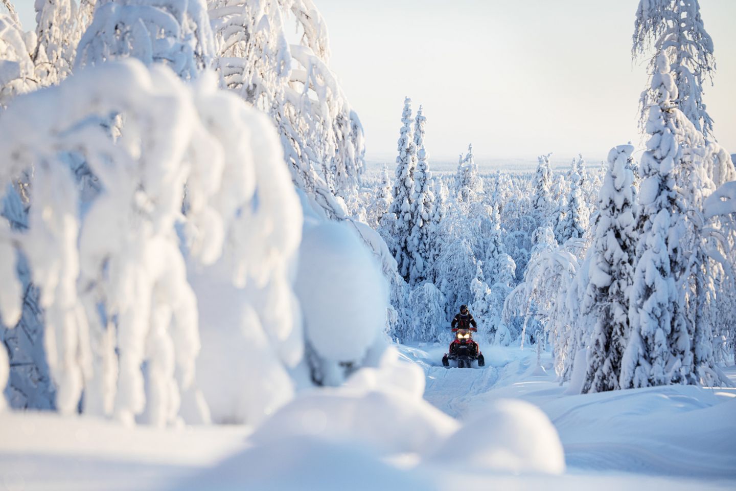 Driving snowmobile