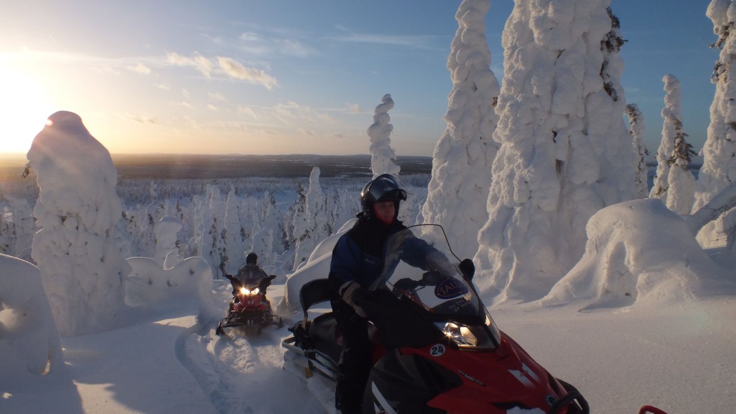 Driving snowmobile