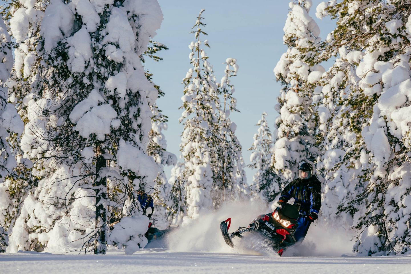 Driving snowmobile