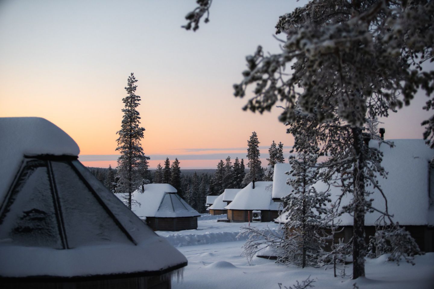 Polar night at Northern Lights Village, a special winter accommodation in Finnish Lapland