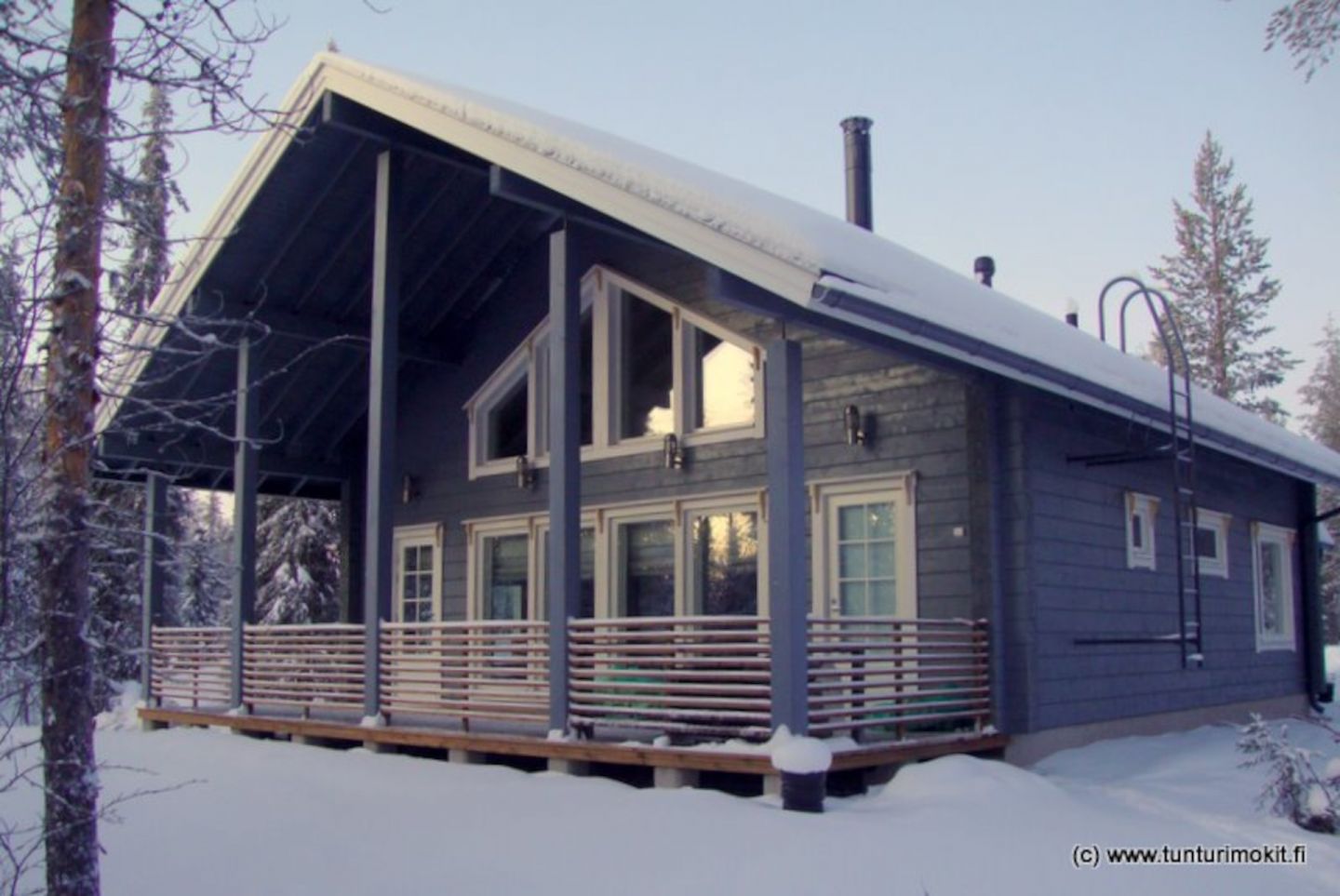 Log cabin in Salla, Finland in winter