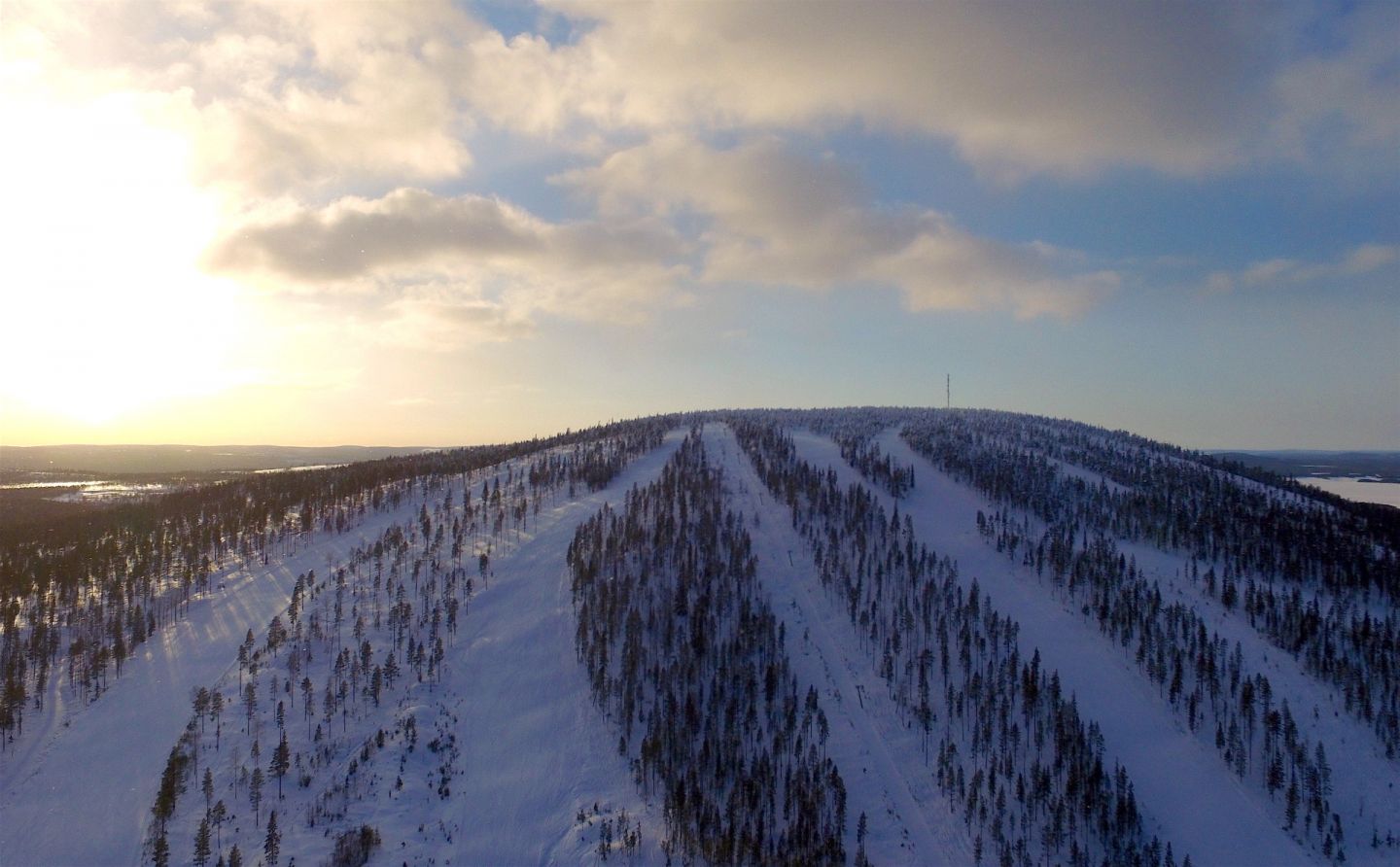 The slopes at the Suomutunturi Ski Resort in Kemijärvi, Finland