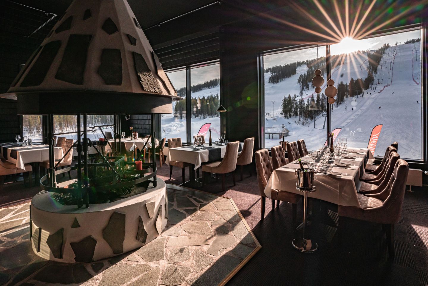 The restaurant at Hotel Suomutunturi, a special winter accommodation in Kemijärvi, Finland