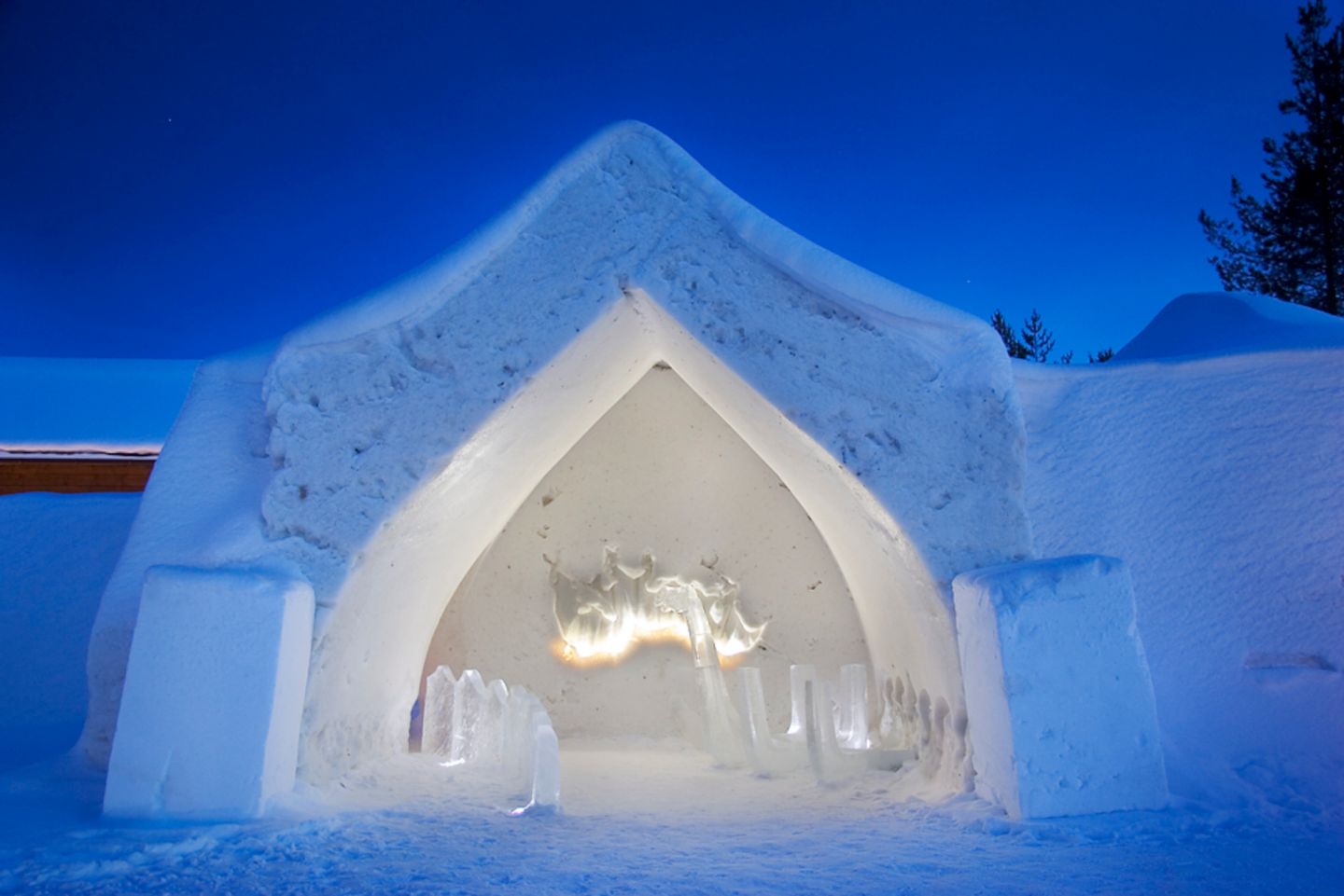 Arctic Snowhotel in Rovaniemi, Finland in winter