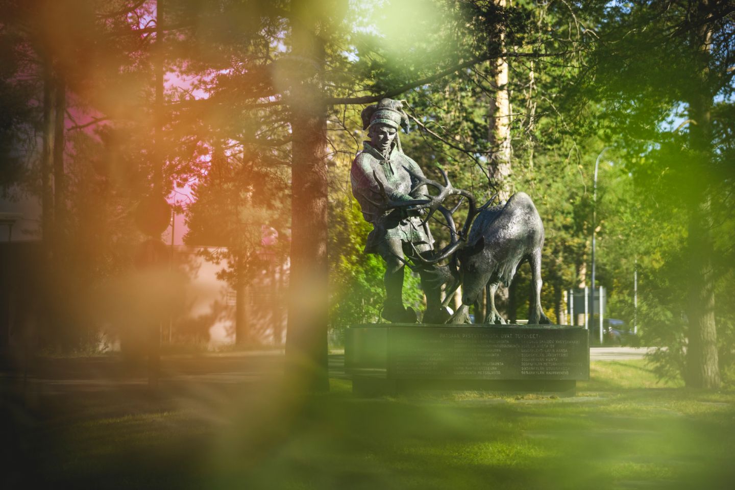 Famous reindeer statue in the town of Sodankylä, Finland