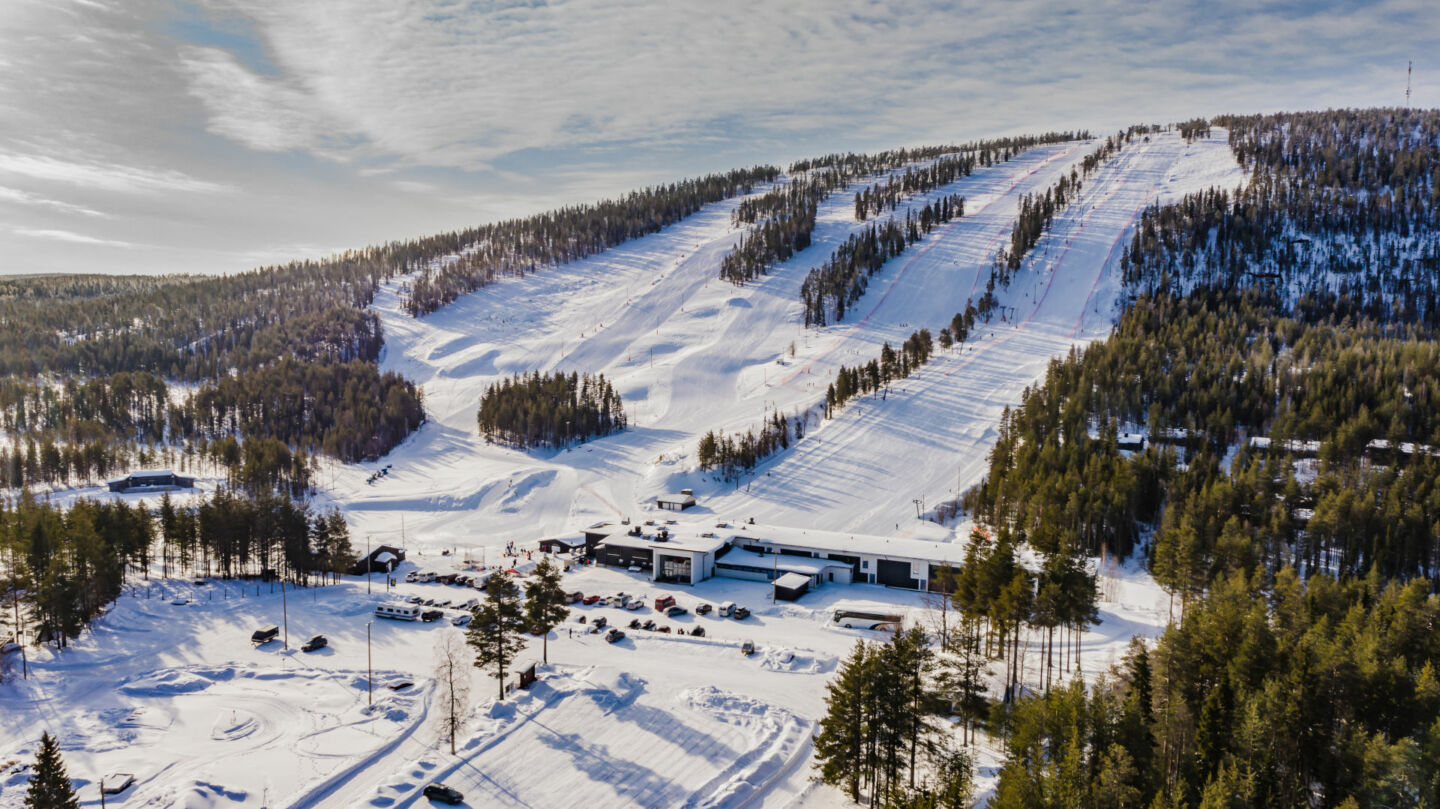 The slopes of Suomu Ski Resort in Kemijärvi, the Arctic Lakeland of Finnish Lapland