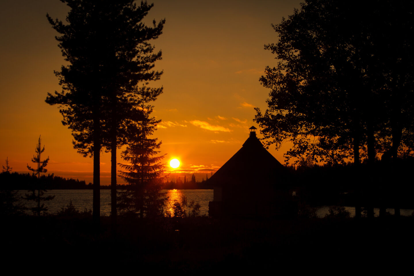 Sunset in summer in Salla, FInland