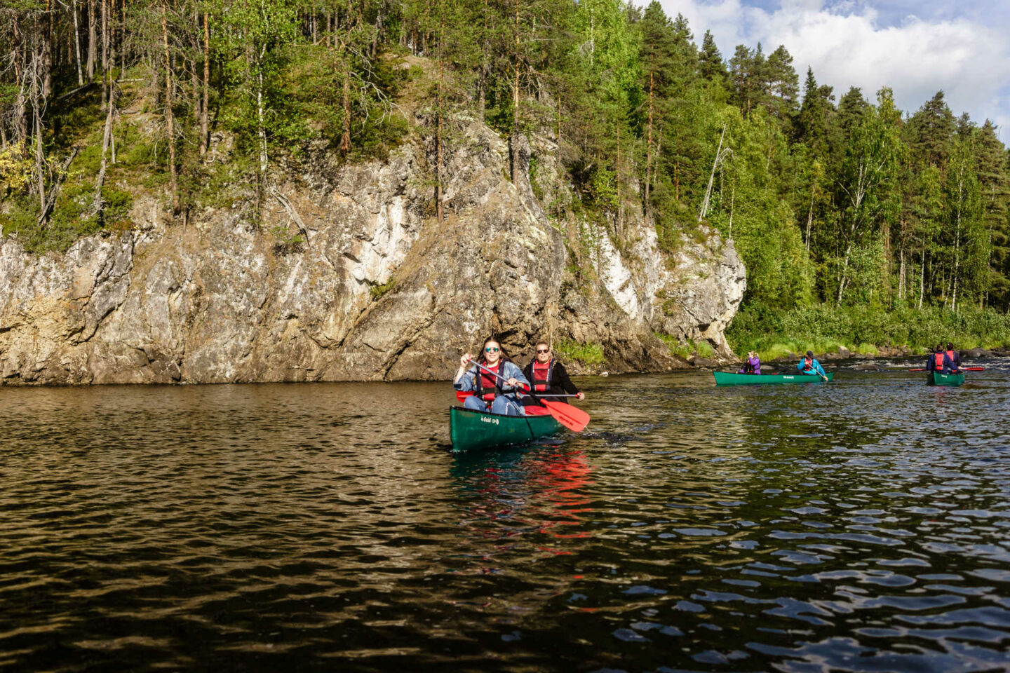 Canoeing in a river in Salla, FInland