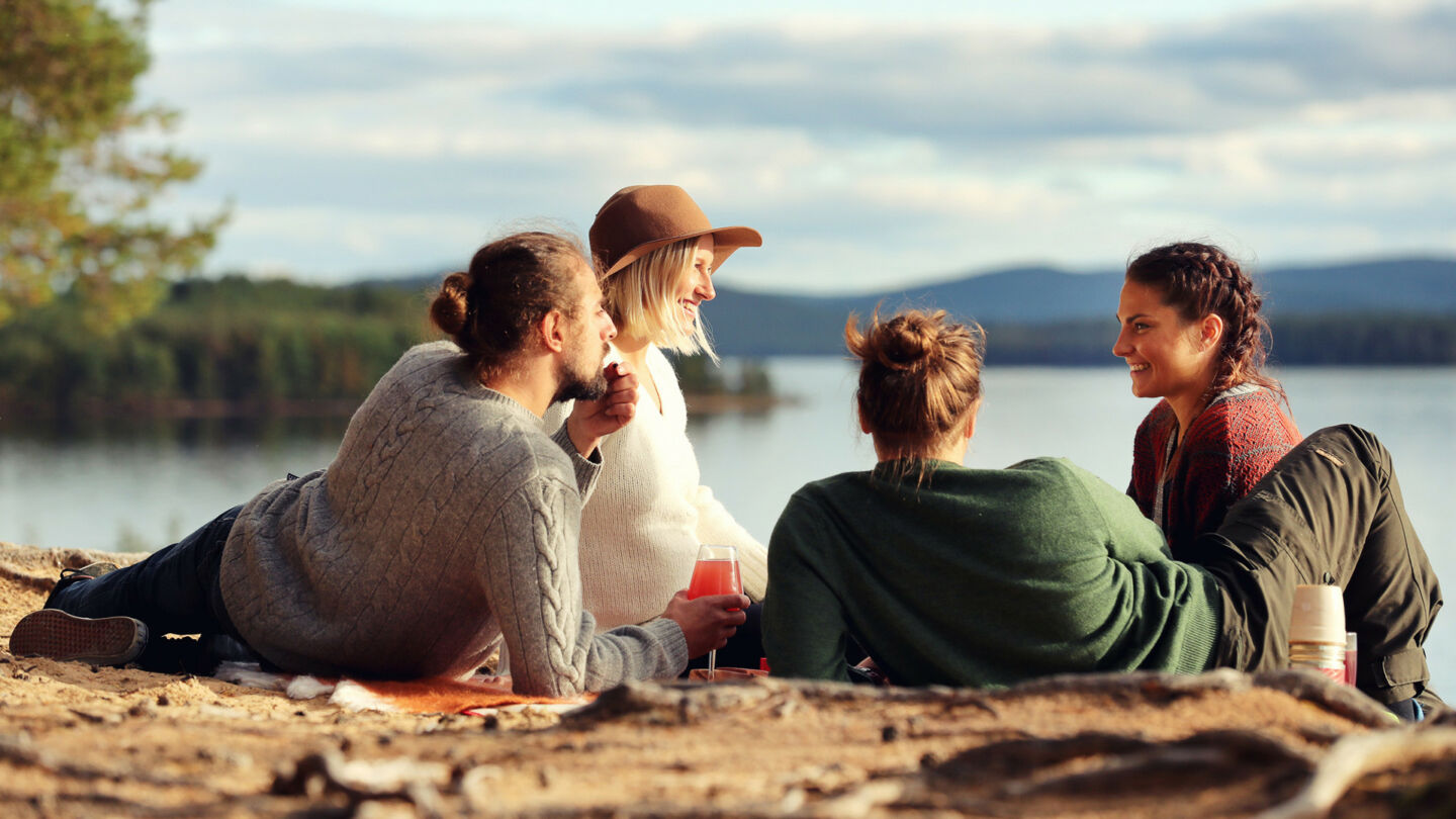Enjoying a summer day with friends in Kemijärvi, the Arctic Lakeland of Finnish Lapland
